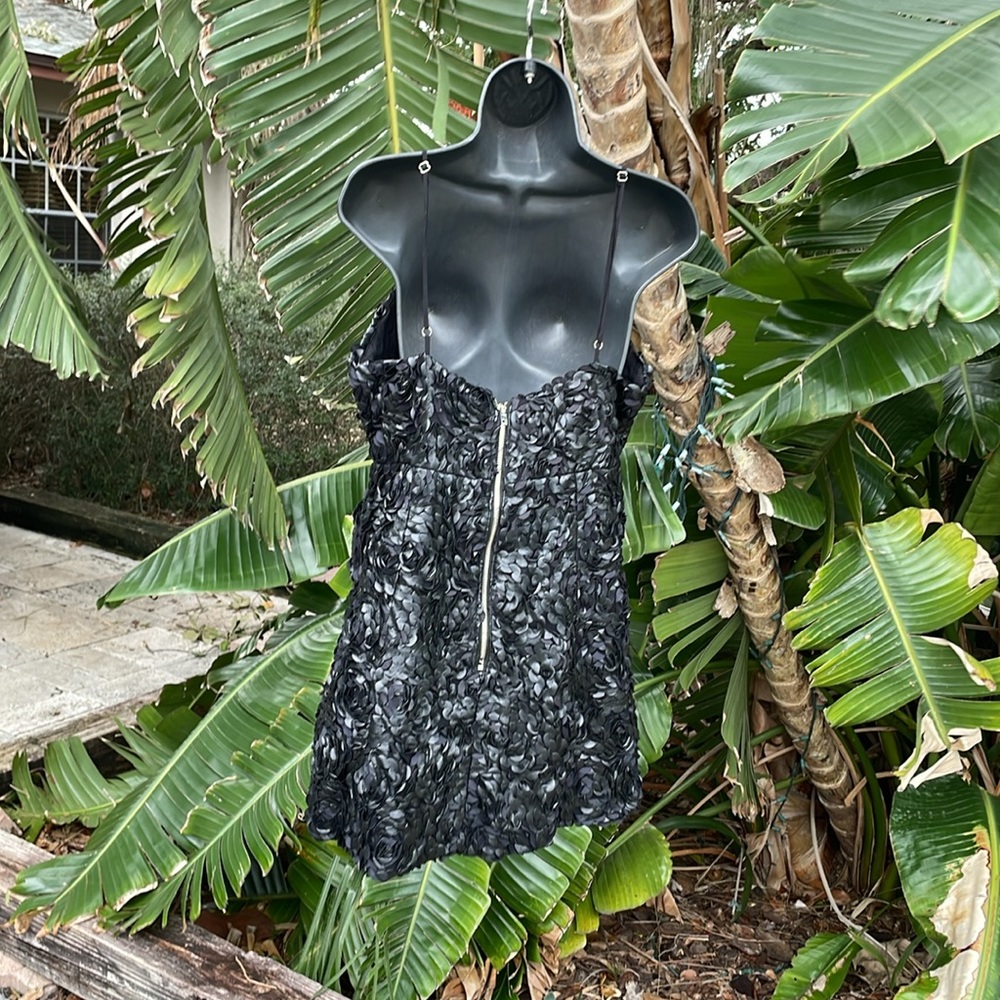 Faux Leather Three-Dimensional, Rosette Dress - image 4